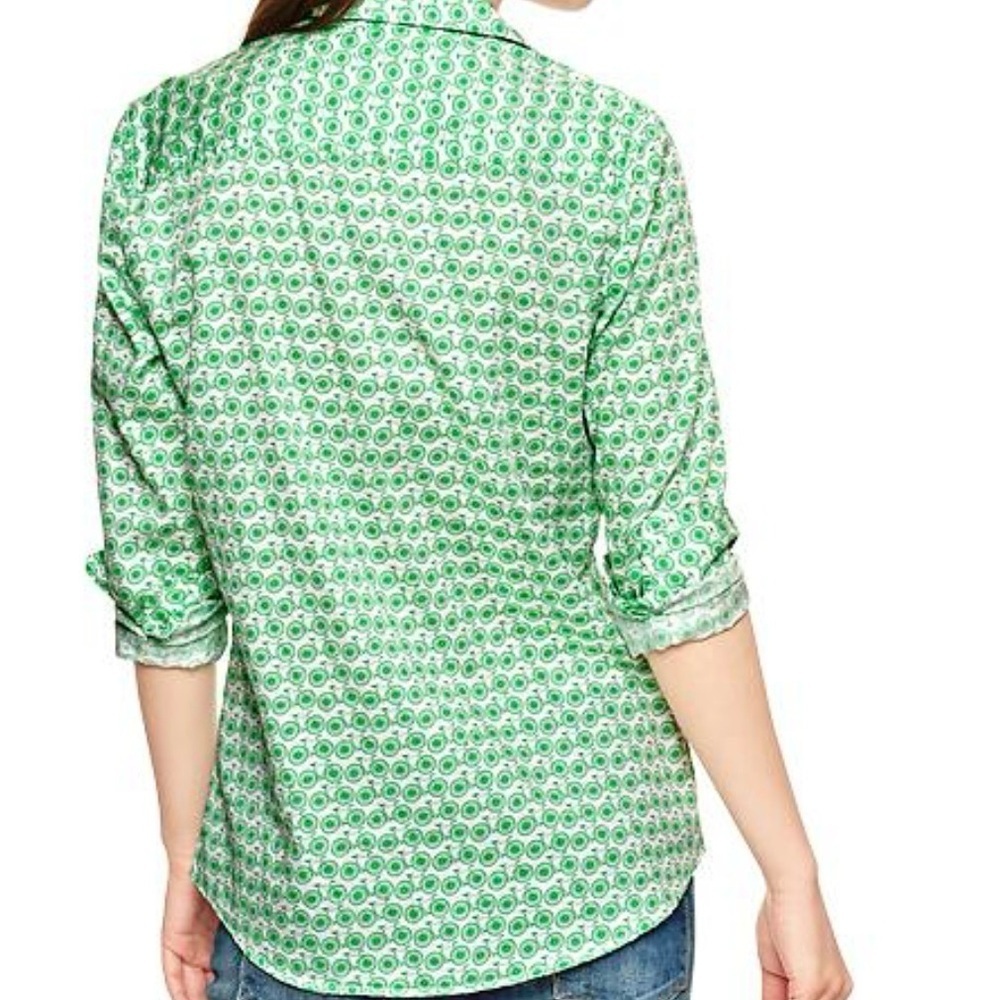 GAP Bicycle Print The Fitted Boyfriend Button Down Shirt Bicycle Print XS - Picture 2 of 11